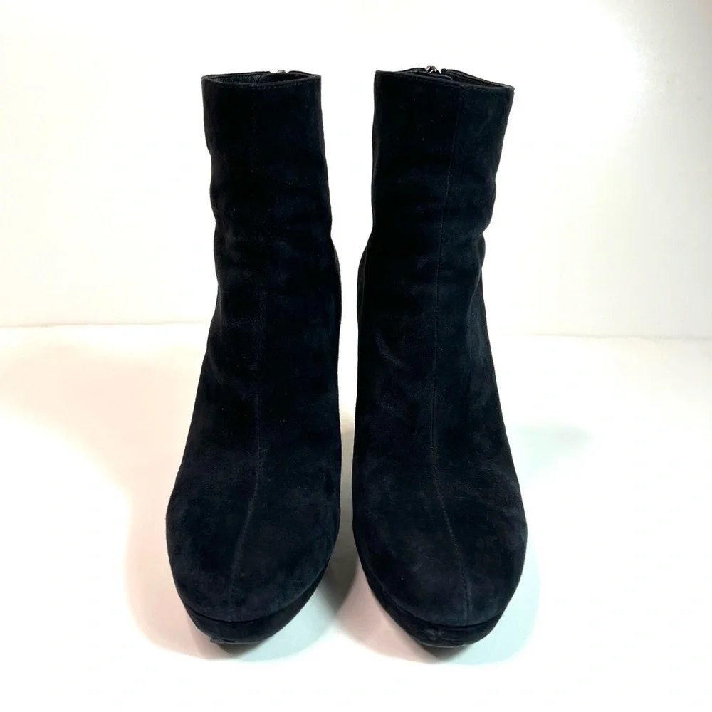 Alice+Olivia Suede Platform Heeled Booties Boots Black Size 8.5